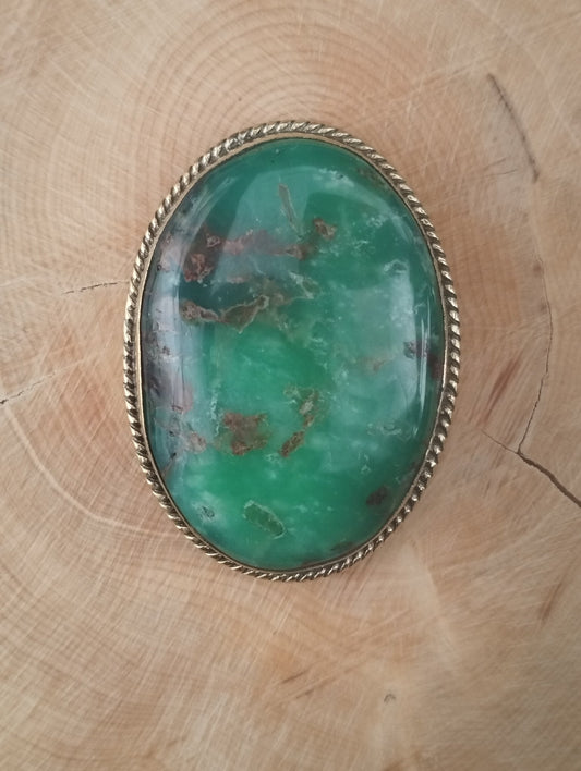 Chrysoprase sertie doré n°D5 (4cm x 2,8cm) - Solyluna Macramé