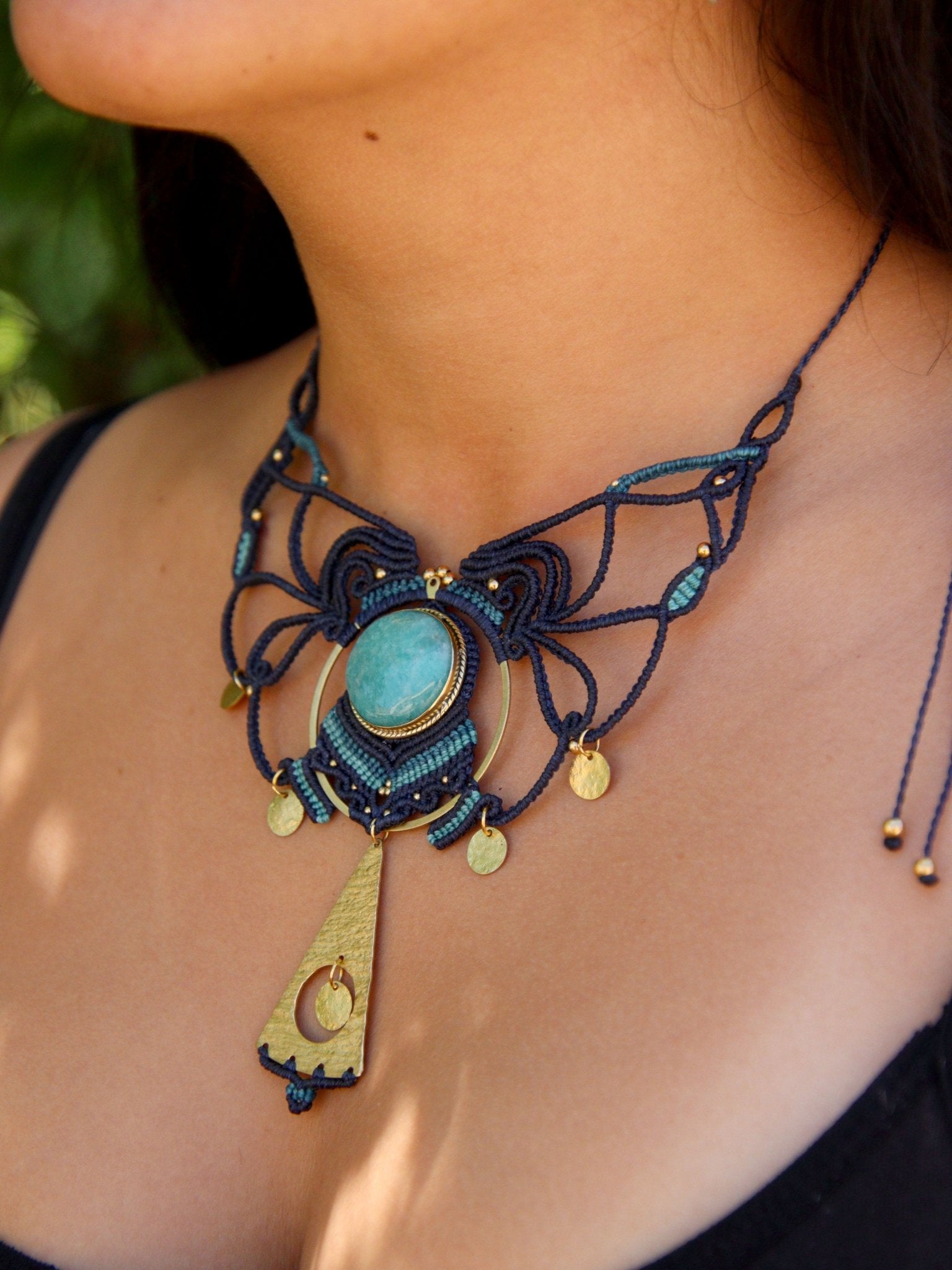 Collier Blue Butterfly - Solyluna Macramé