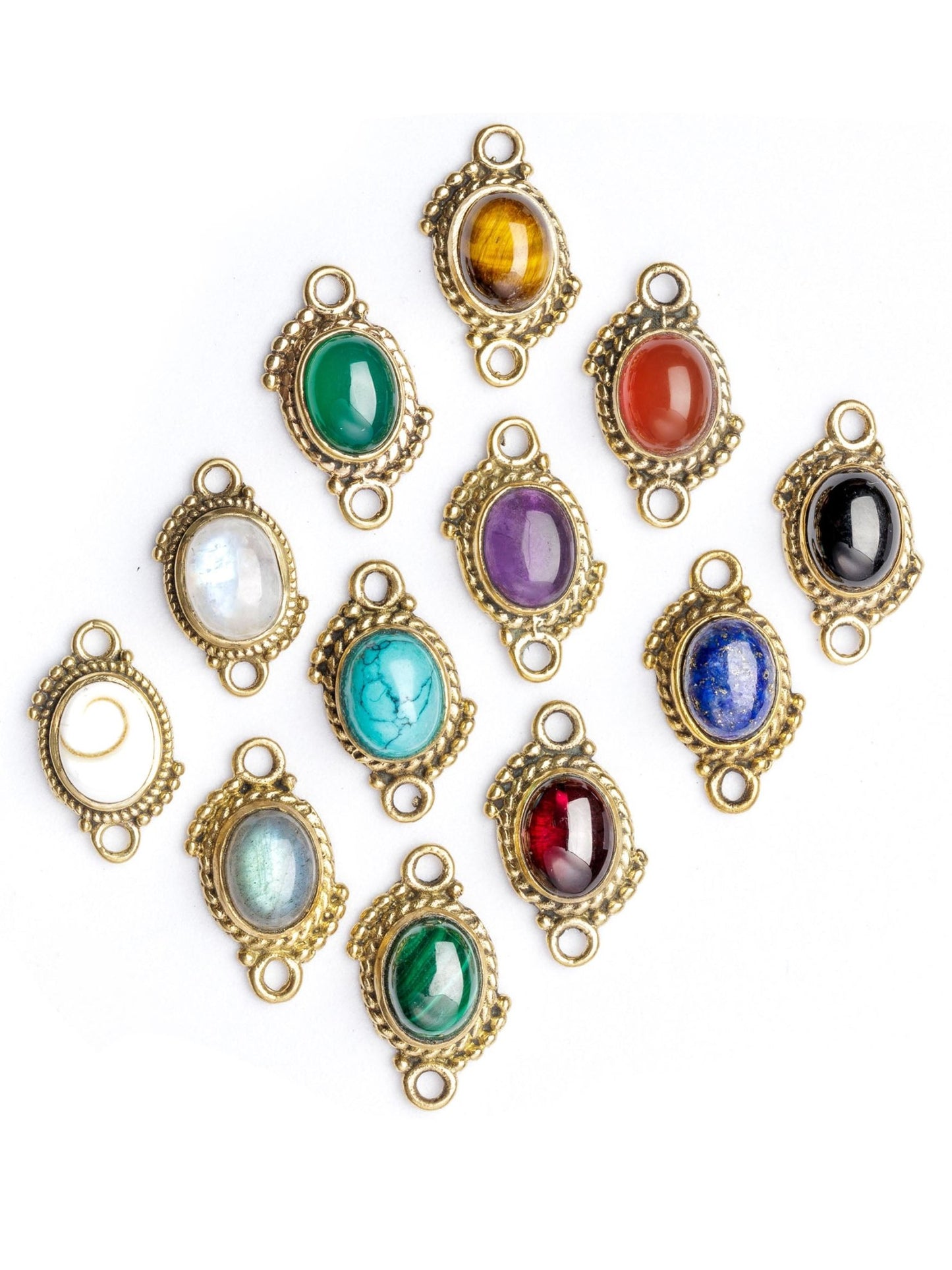 Connecteur en laiton doré avec Pierre - Solyluna Macramé