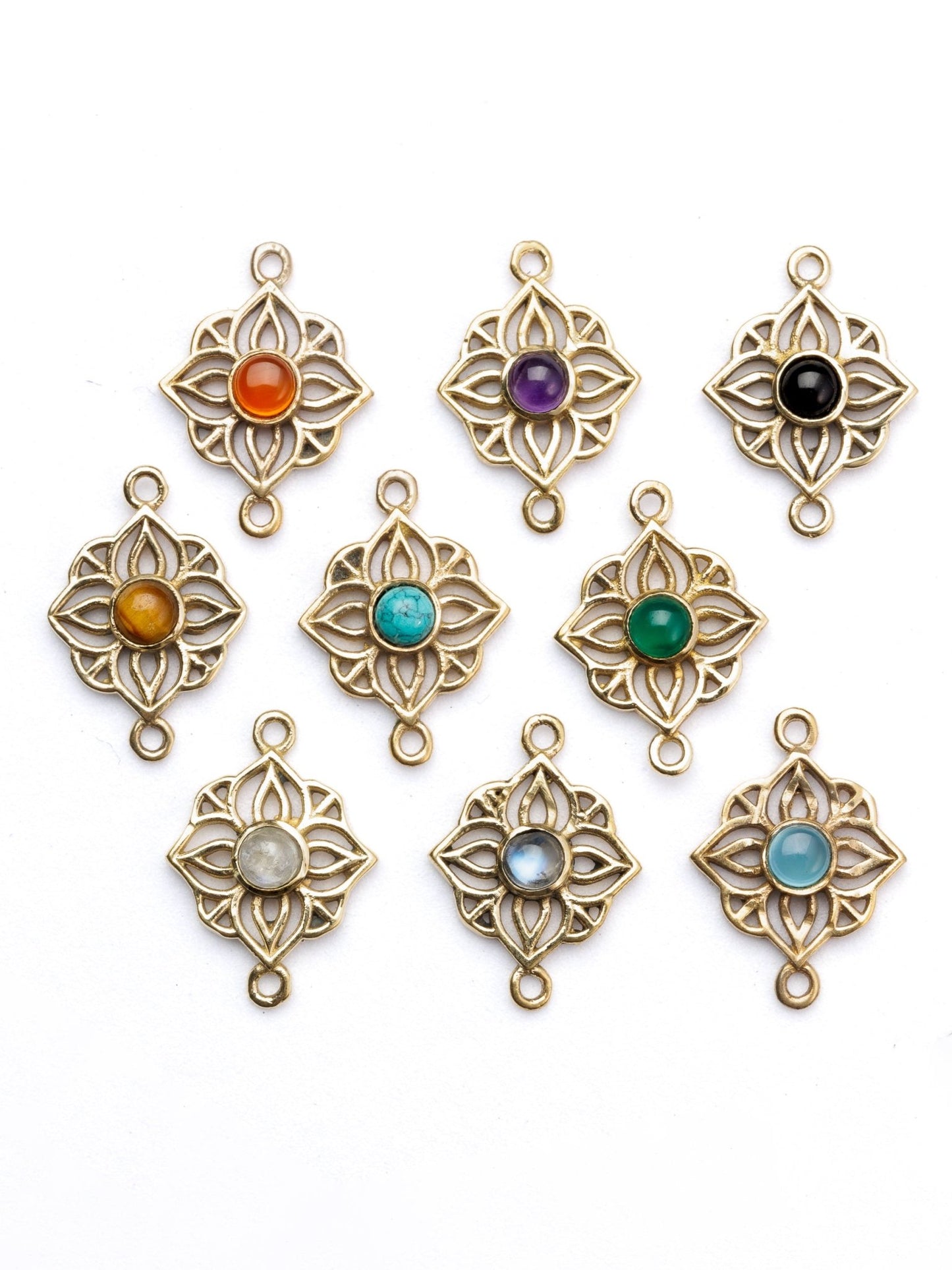 Connecteur Fleur en laiton avec Pierre - Solyluna Macramé