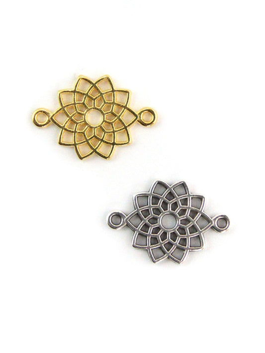 Connecteur mandala ajouré argenté 20 mm - Solyluna Macramé