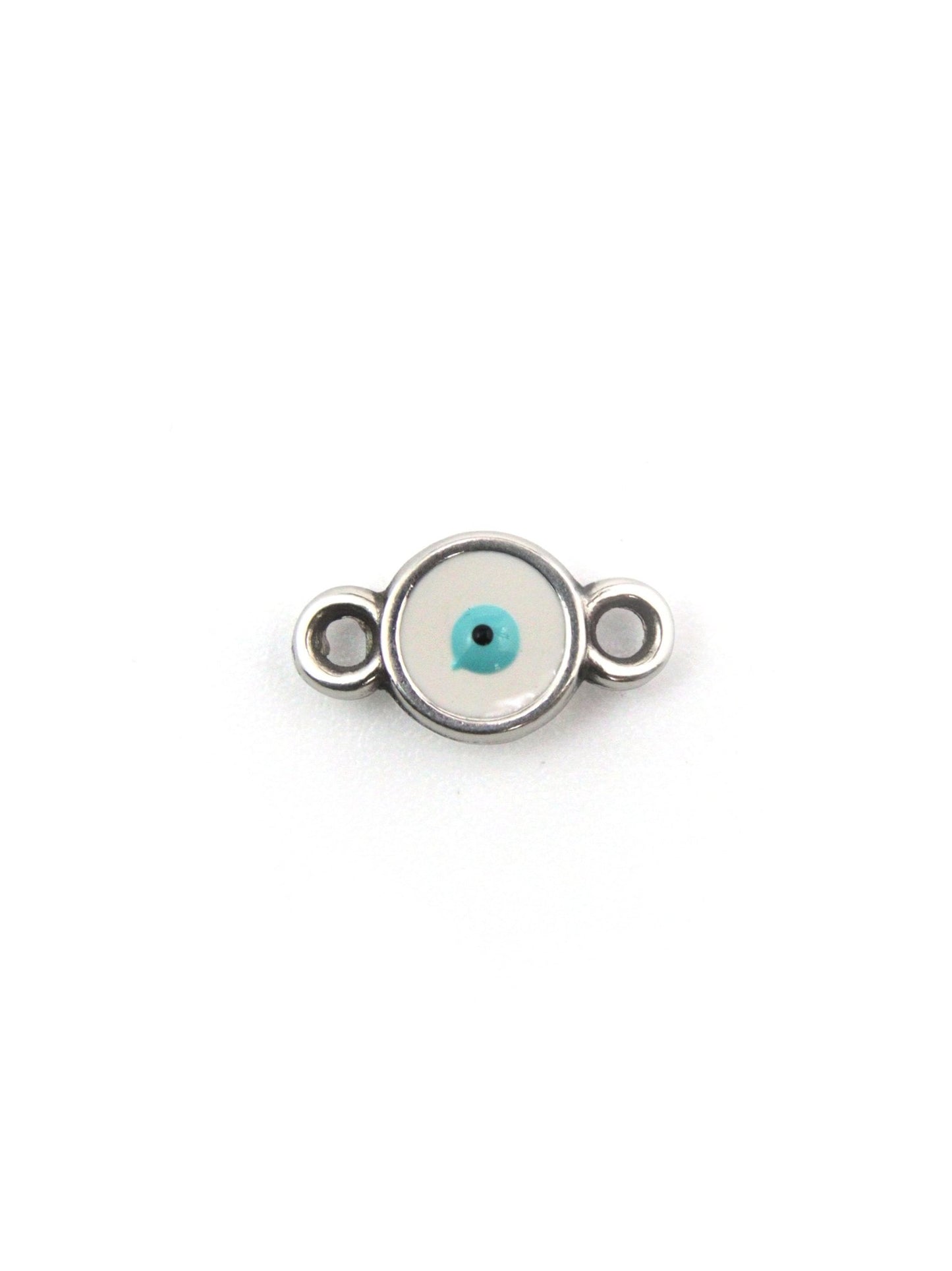 Connecteur rond en zamak avec œil protecteur et émail – 8 mm - Solyluna Macramé