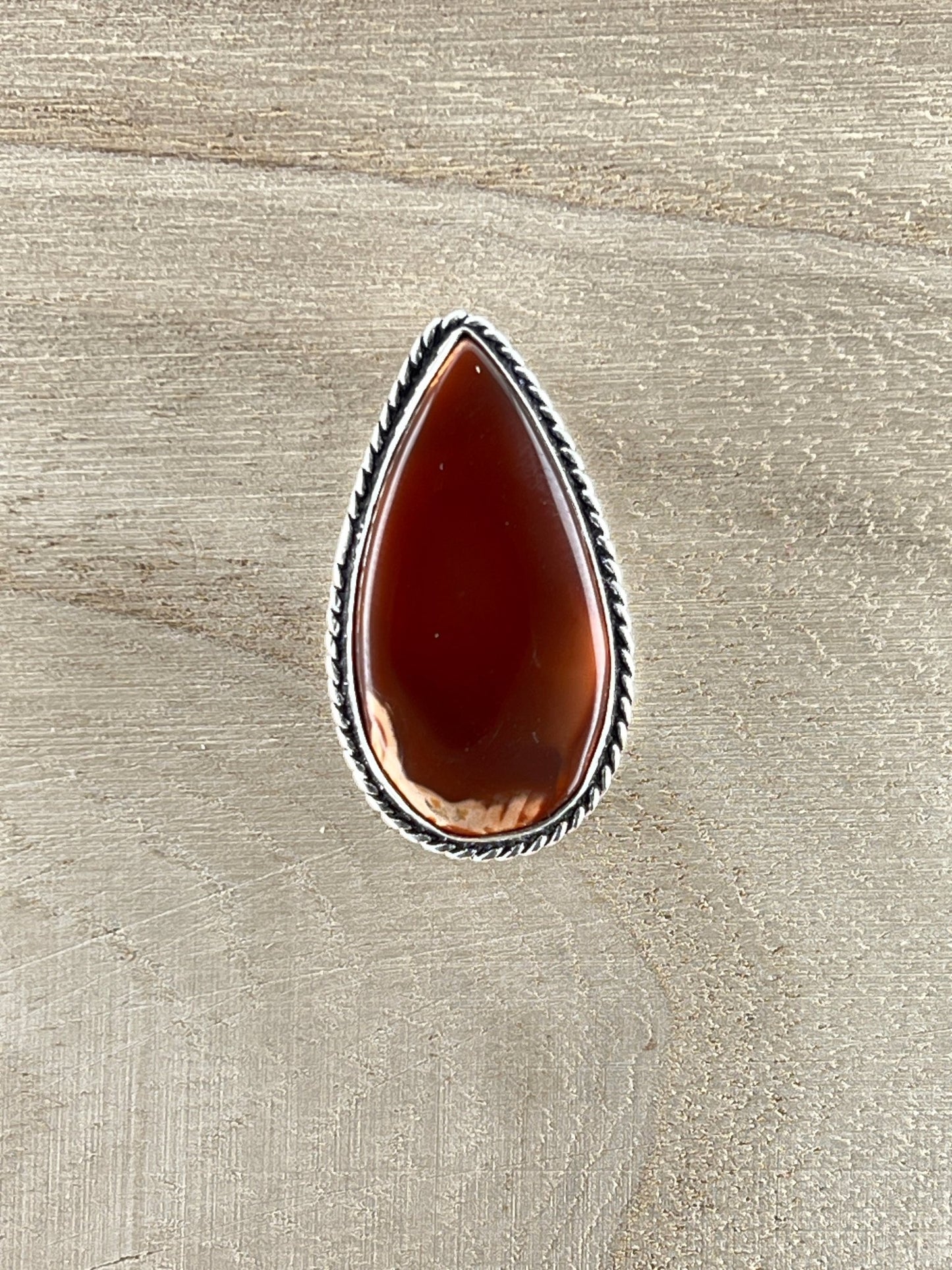 Cornaline sertie argenté n°A1 (3,5cm x cm) - Solyluna Macramé