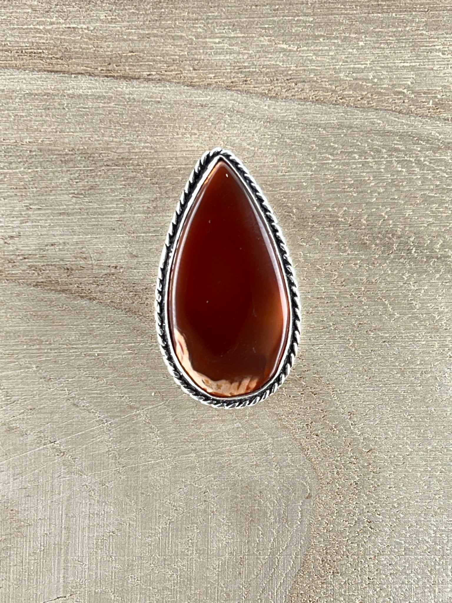 Cornaline sertie argenté n°A1 (3,5cm x cm) - Solyluna Macramé