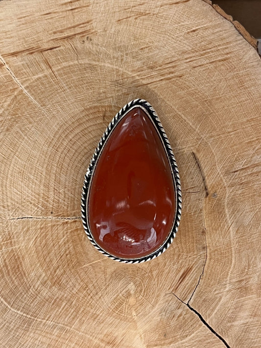 Cornaline sertie argenté n°A1 (3cm x 1,7cm) - Solyluna Macramé