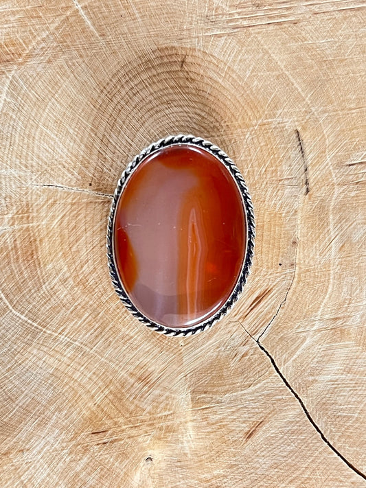 Cornaline sertie argenté n°A1 (3cm x 2,2cm) - Solyluna Macramé