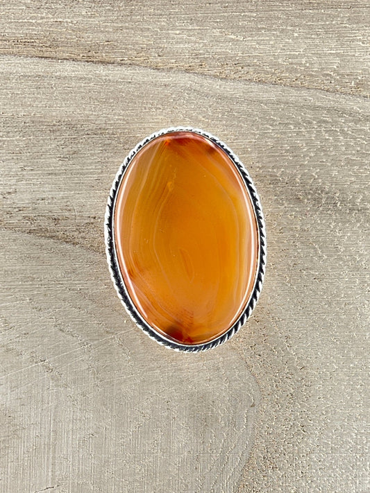 Cornaline sertie argenté n°A2 (3,5cm x 2,5cm) - Solyluna Macramé