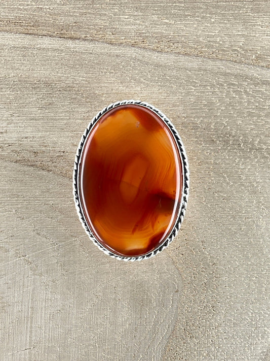 Cornaline sertie argenté n°A4 (3,4cm x 2,5cm) - Solyluna Macramé