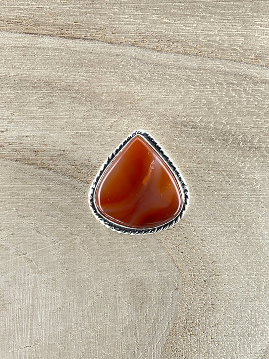 Cornaline sertie argenté n°A5 (2,3cm x 2,3cm) - Solyluna Macramé