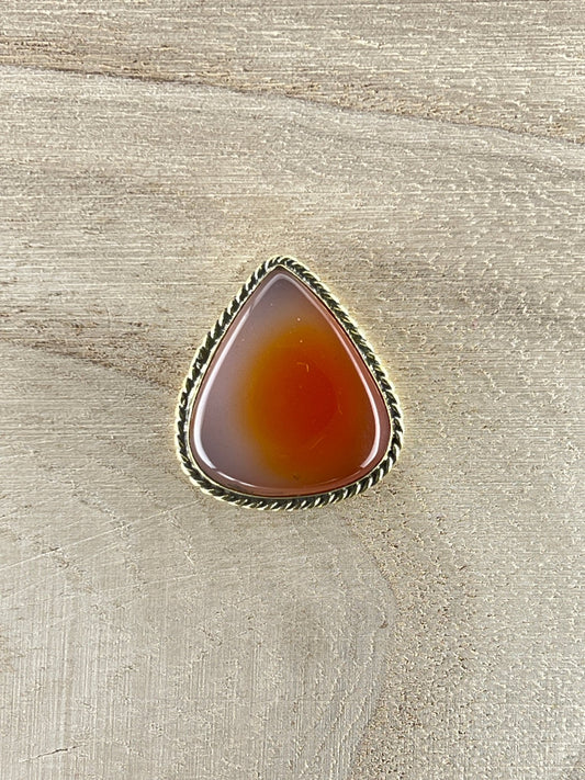 Cornaline sertie doré n°D1 (2,6cm x 2,3cm) - Solyluna Macramé