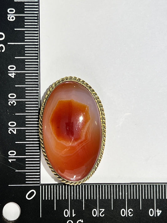 Cornaline sertie doré n°D3 (3,8cm x 2,3cm) - Solyluna Macramé