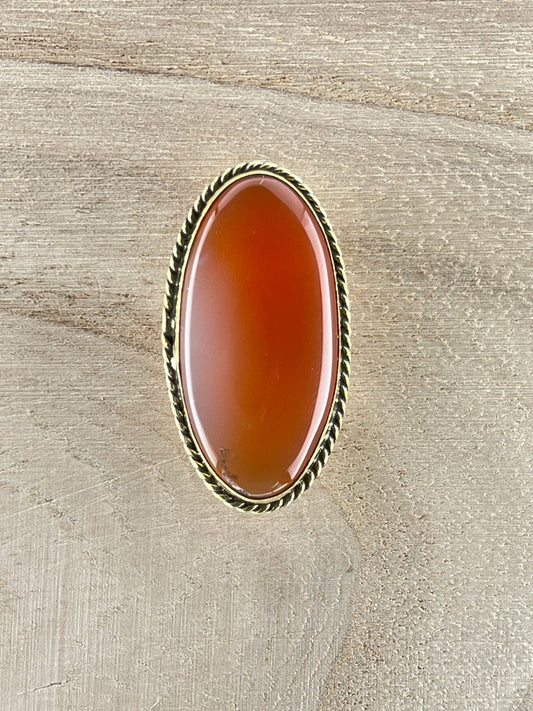 Cornaline sertie doré n°D4 (3,8cm x 2cm) - Solyluna Macramé