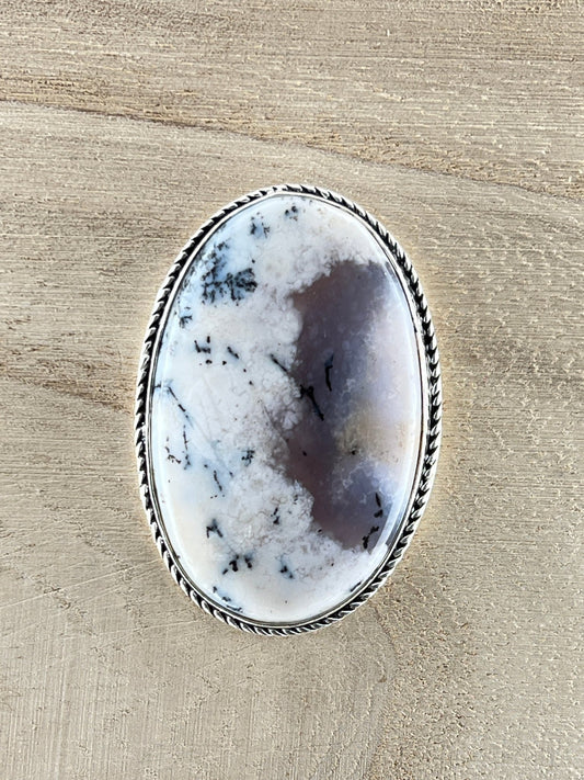 Dendrite sertie argenté n°A4 (4,6cm x 3,2cm) - Solyluna Macramé