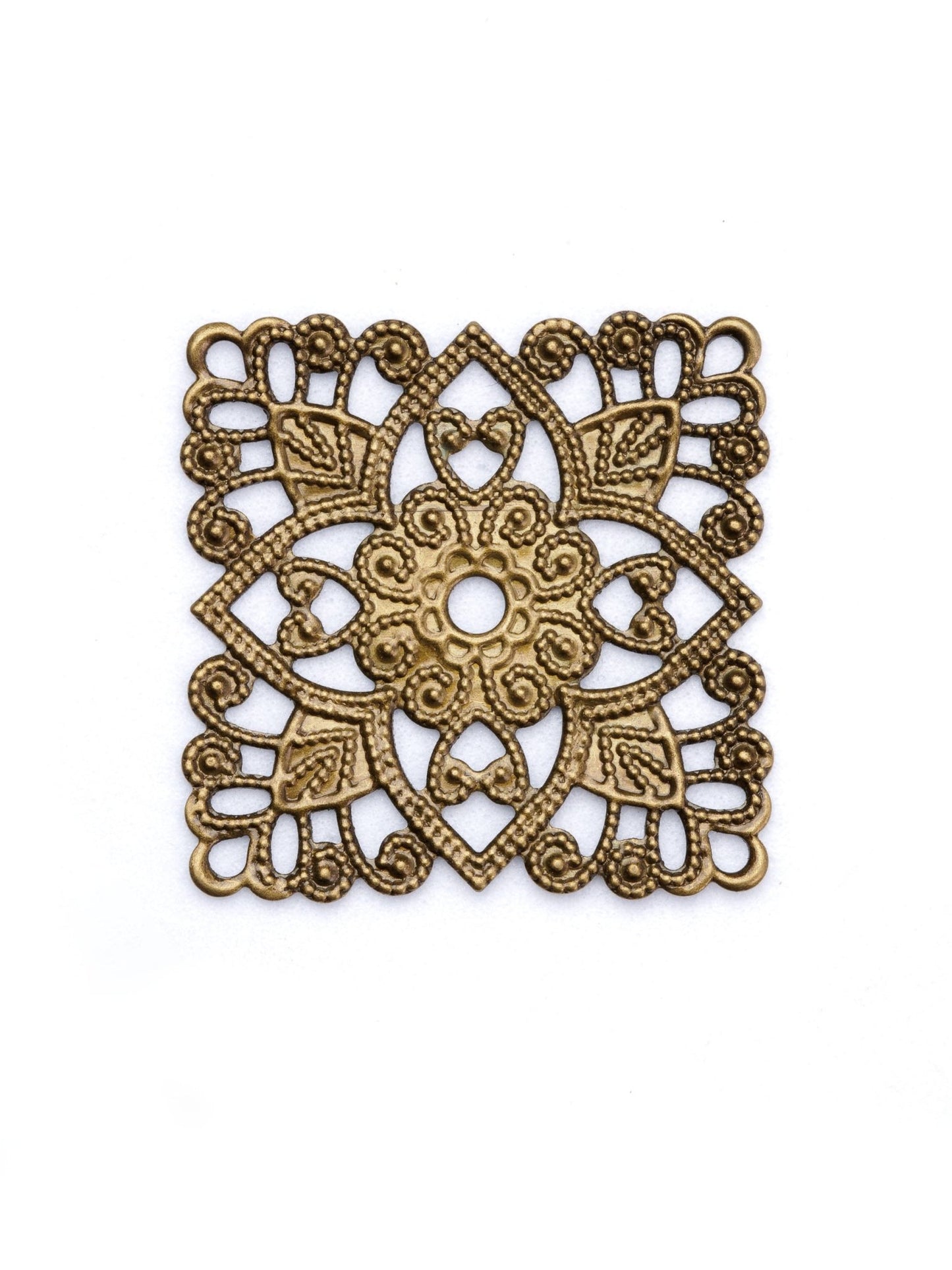 Estampe Carrée en laiton couleur bronze - Solyluna Macramé