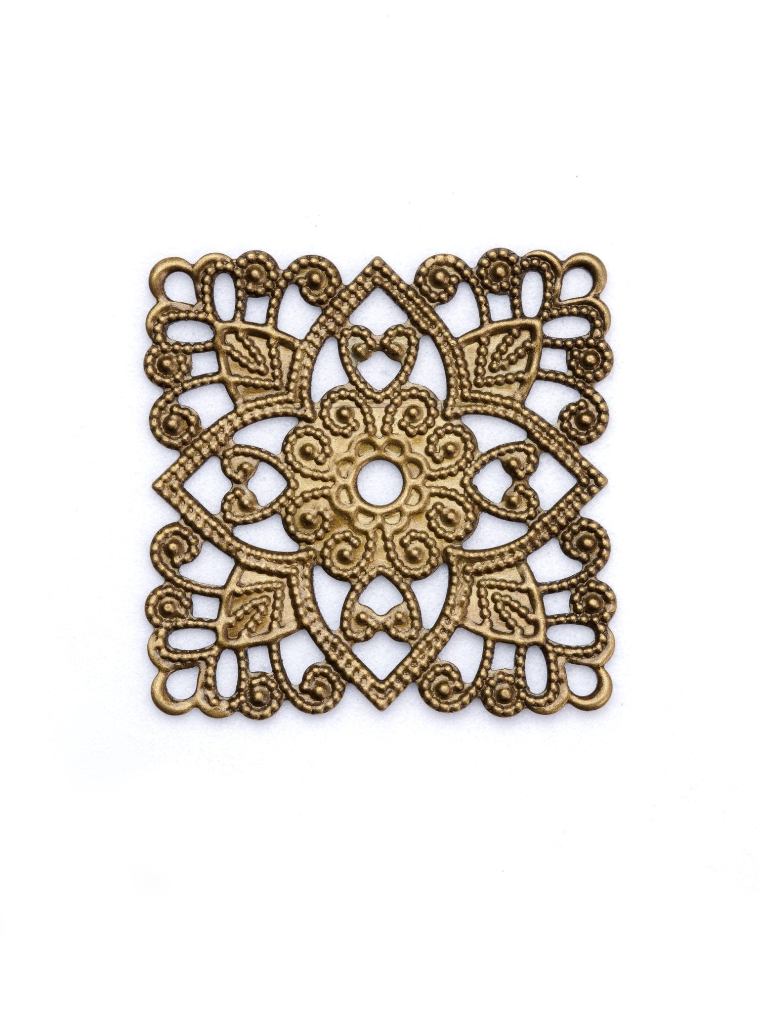 Estampe Carrée en laiton couleur bronze - Solyluna Macramé