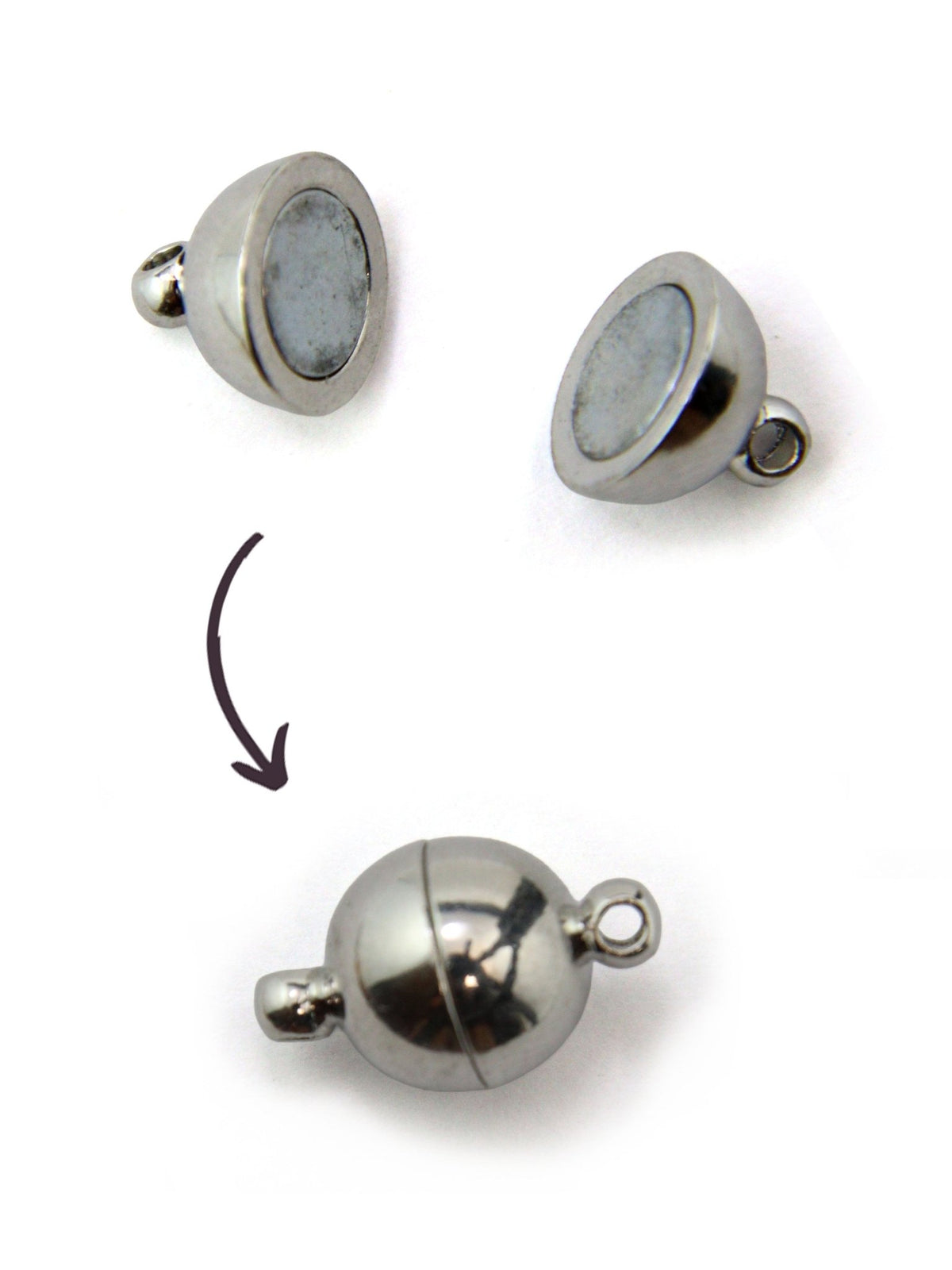 Fermoir Magnétique Boule Laiton Platine 16x10mm - Solyluna Macramé