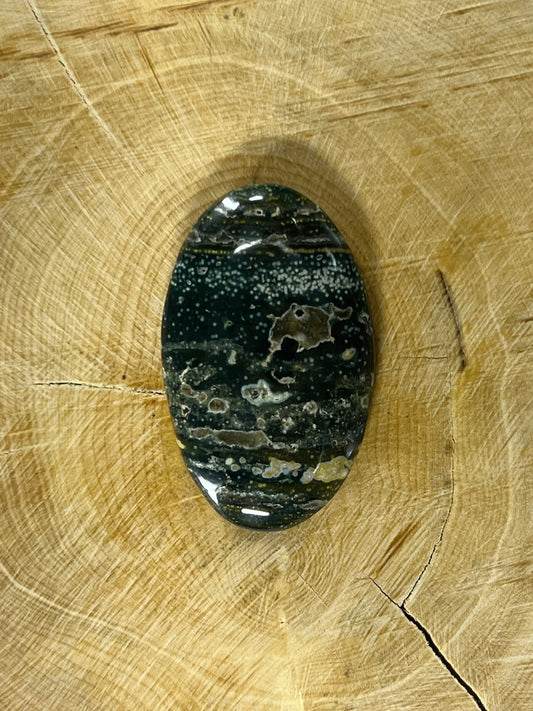 Jaspe Océan n°4 (3,4cm x 2,1cm) - Solyluna Macramé