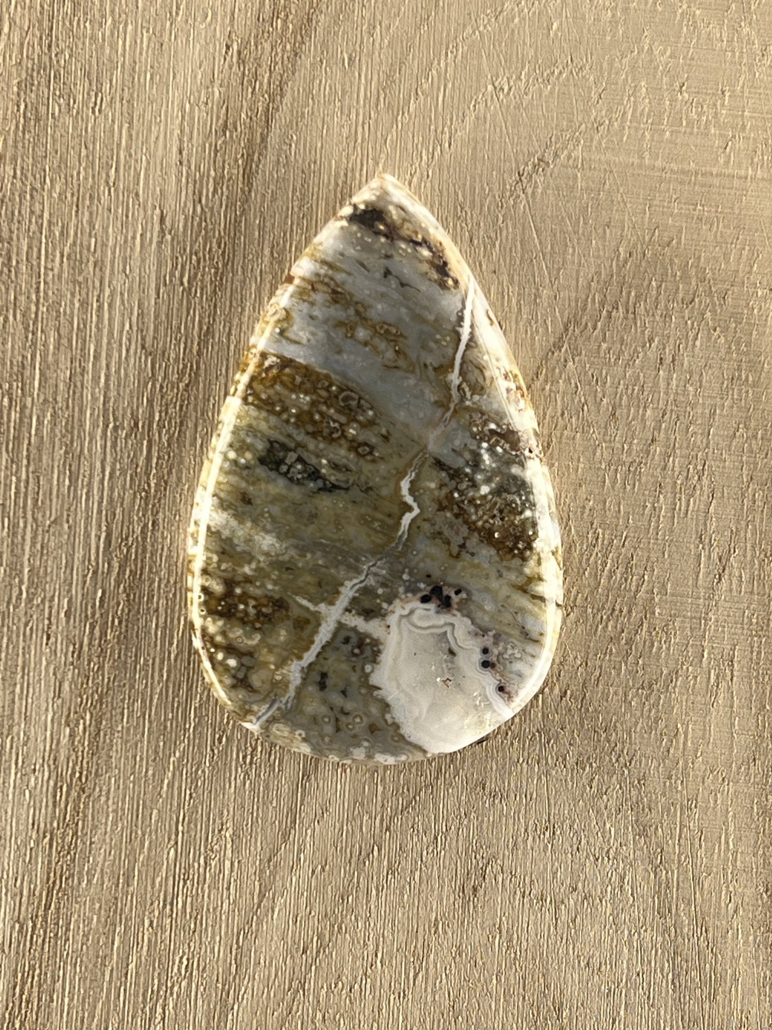 Jaspe Océan n°4 (4,5cm x 2,8cm) - Solyluna Macramé