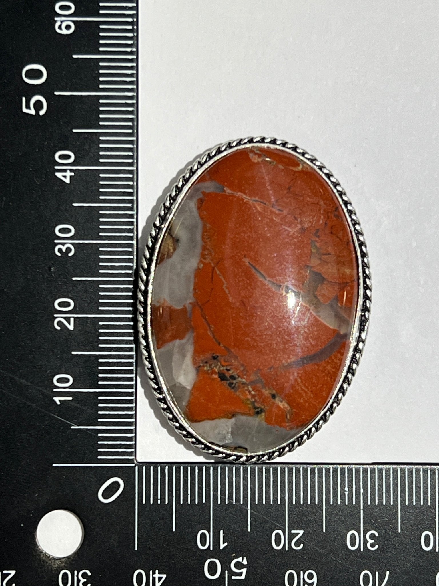 Jaspe sertie argenté n°A2 (4,3cm x 3,1cm) - Solyluna Macramé