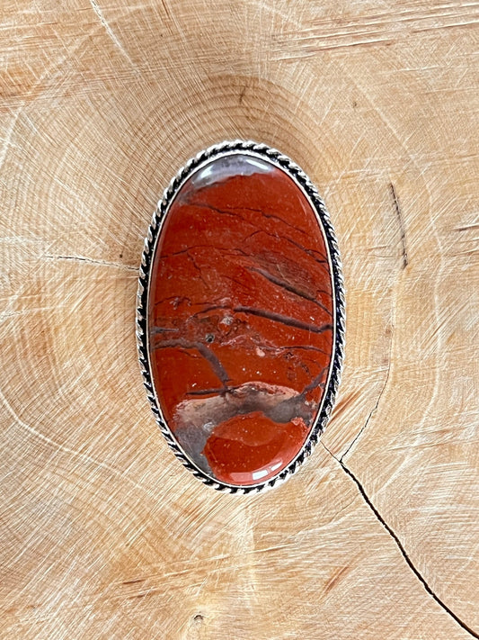 Jaspe sertie argenté n°A1 (4cm x 2,4cm) - Solyluna Macramé