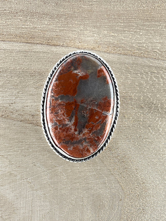 Jaspe sertie argenté n°A2 (4cm x 2,8cm) - Solyluna Macramé