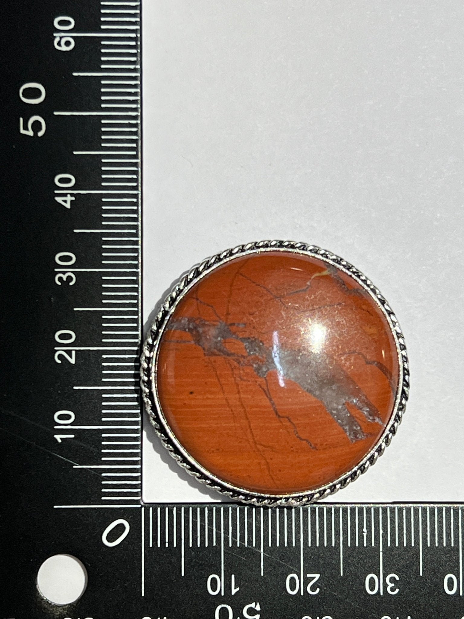 Jaspe sertie argenté n°A3 (3,3cm x 3,3cm) - Solyluna Macramé