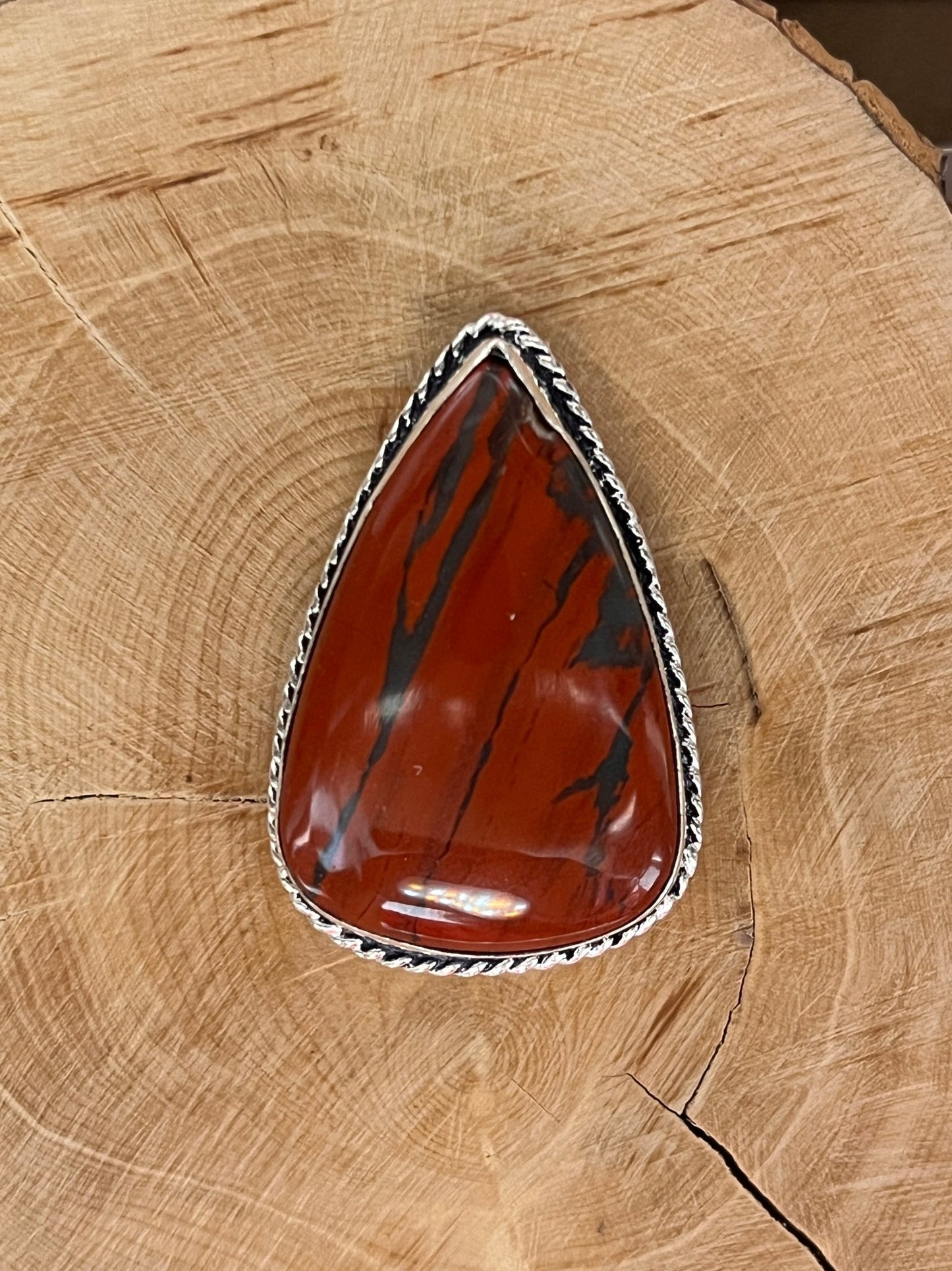 Jaspe sertie argenté n°A3 (3,5cm x 2cm) - Solyluna Macramé