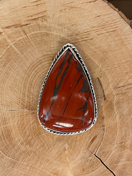 Jaspe sertie argenté n°A3 (3,5cm x 2cm) - Solyluna Macramé