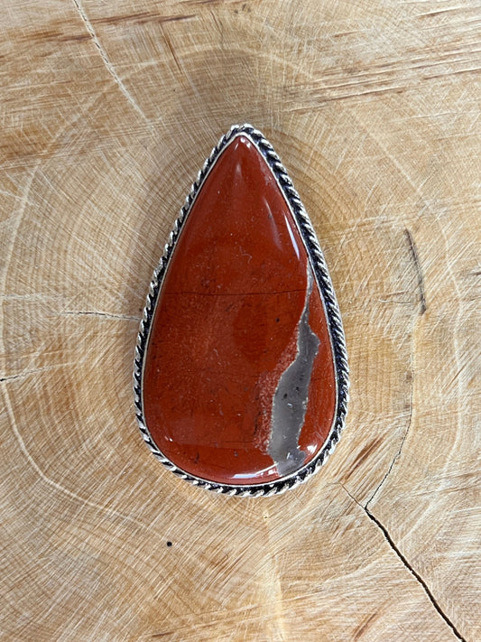 Jaspe sertie argenté n°A3 (4,2cm x 2,6cm) - Solyluna Macramé