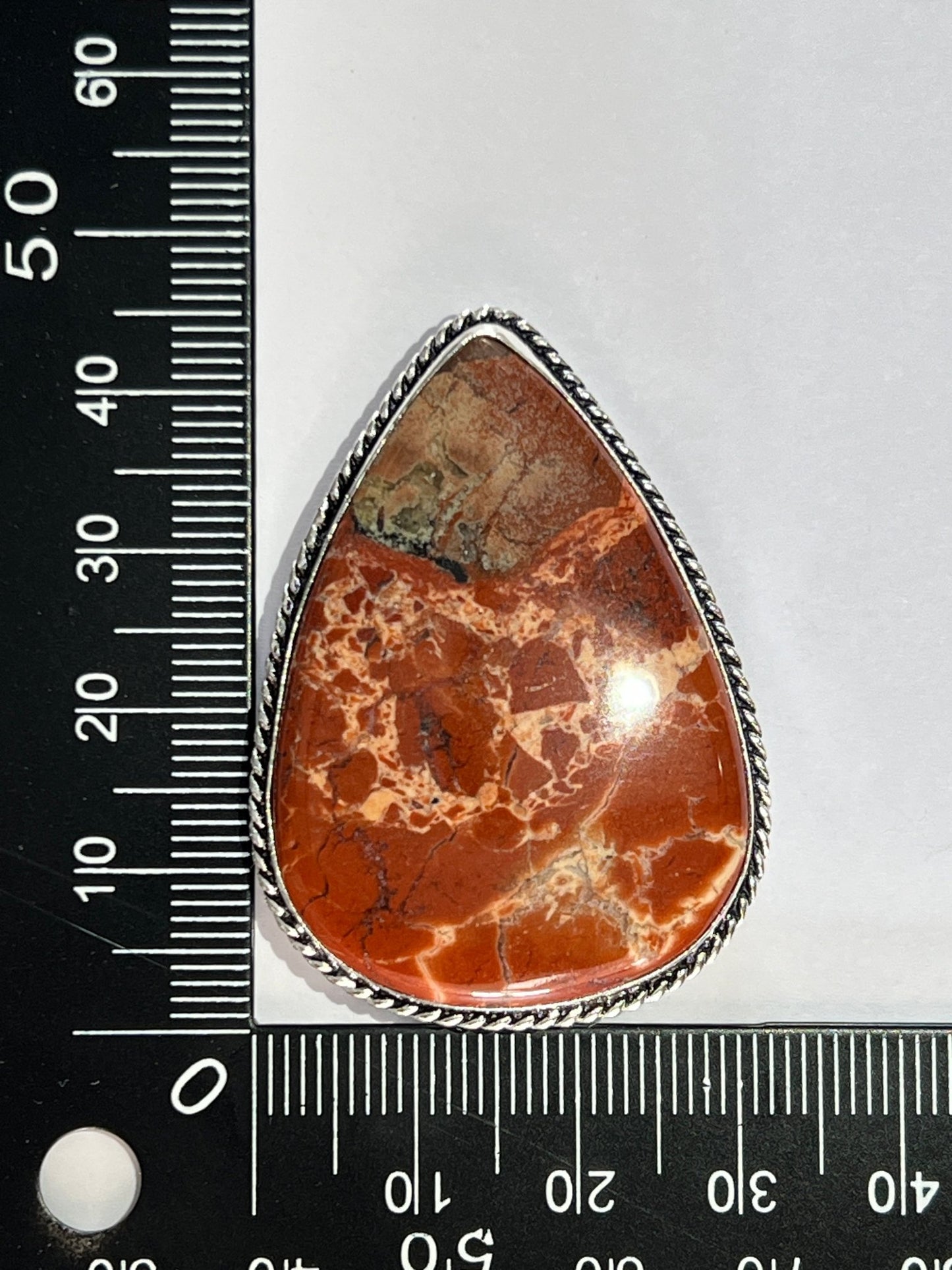 Jaspe sertie argenté n°A4 (4,5cm x 3,2cm) - Solyluna Macramé