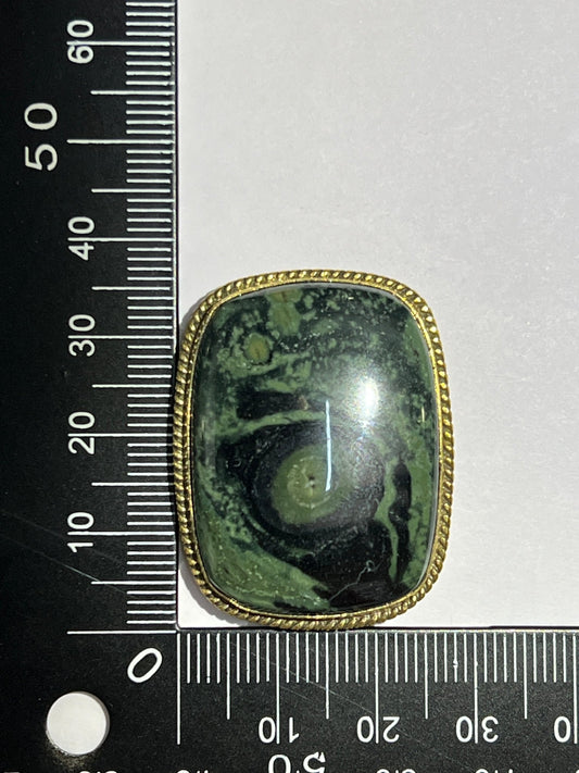 Jaspe sertie doré n°D3 (3,6cm x 2,8cm) - Solyluna Macramé