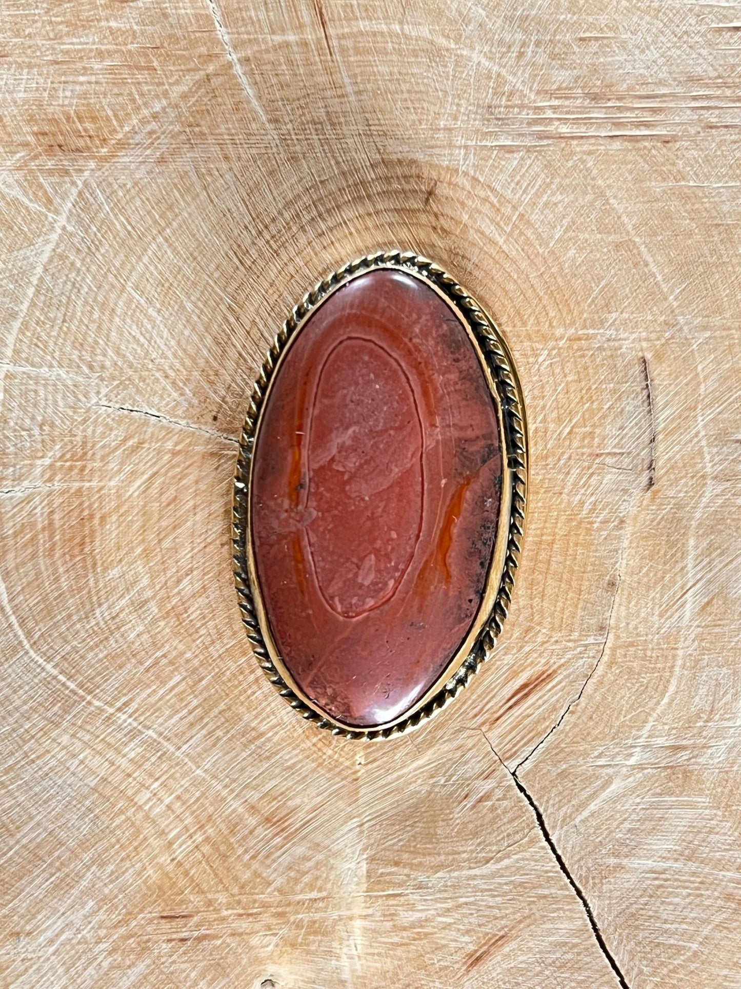 Jaspe sertie doré n°D3 (3,7cm x 2,2cm) - Solyluna Macramé