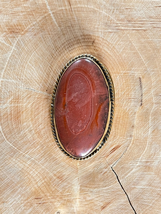 Jaspe sertie doré n°D3 (3,7cm x 2,2cm) - Solyluna Macramé