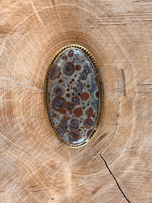 Jaspe sertie doré n°D4 (3,9cm x 2,2cm) - Solyluna Macramé
