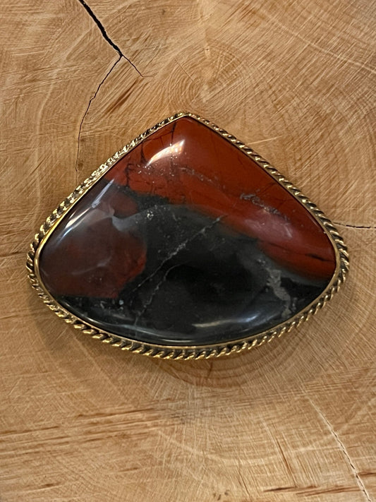 Jaspe sertie doré n°D4 (3cm x 4cm) - Solyluna Macramé