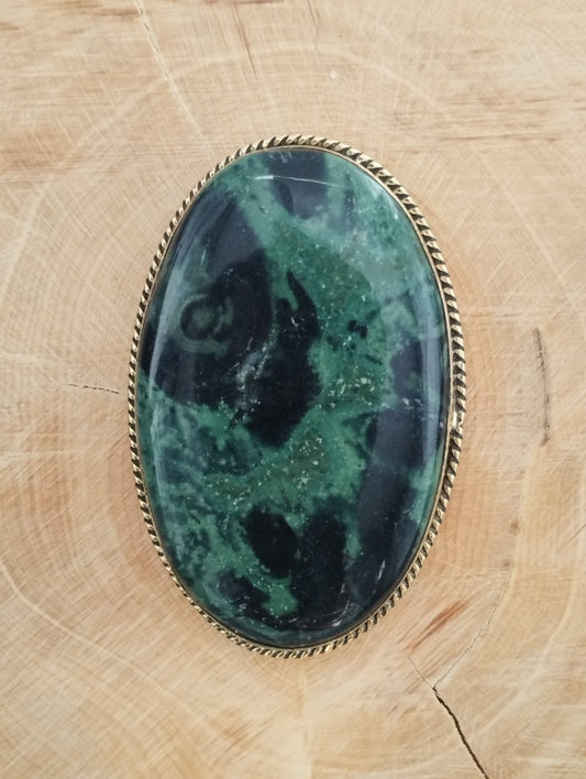 Jaspe sertie doré n°D5 (4,4cm x 2,9cm) - Solyluna Macramé