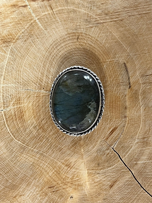 Labradorite sertie argenté n°A5 (2,6cm x 2,1cm) - Solyluna Macramé