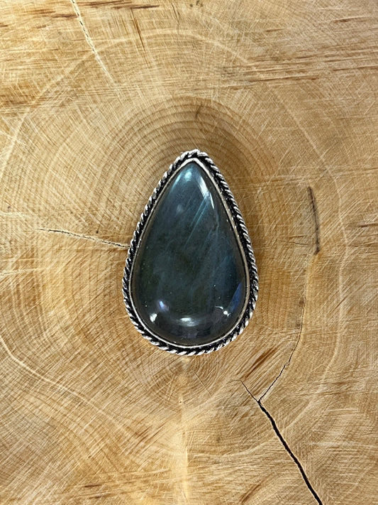 Labradorite sertie argenté n°A5 (3,1cm x 2cm) - Solyluna Macramé