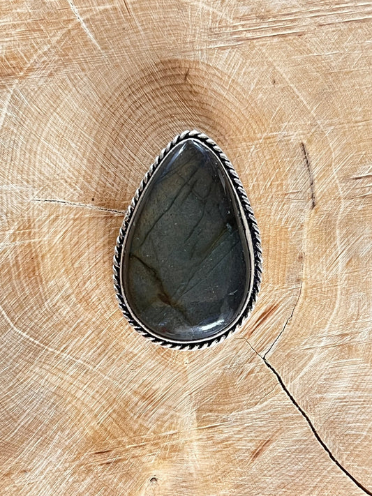 Labradorite sertie argenté n°A5 (3,3cm x 2,3cm) - Solyluna Macramé