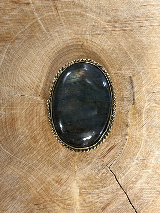 Labradorite sertie doré n°D1 (3,3cm x 2,5cm) - Solyluna Macramé