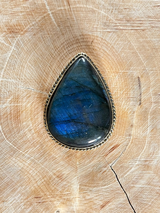 Labradorite sertie doré n°D1 (3,5cm x 2,6cm) - Solyluna Macramé