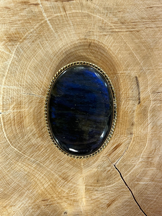 Labradorite sertie doré n°D2 (3,5cm x 2,7cm) - Solyluna Macramé