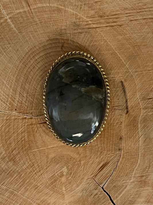 Labradorite sertie doré n°D4 (2,5cm x 1,7cm) - Solyluna Macramé