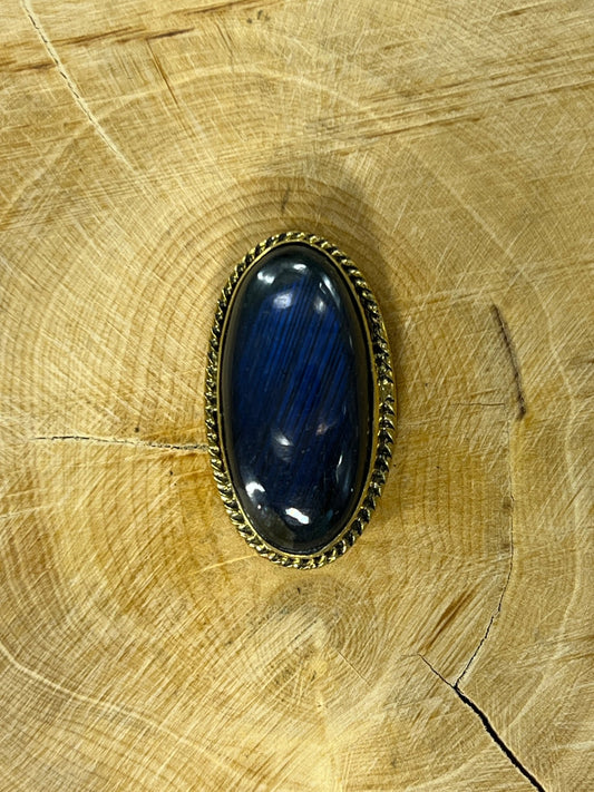 Labradorite sertie doré n°D4 (2,8cm x 1,6cm) - Solyluna Macramé