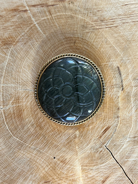 Labradorite sertie doré n°D5 (3cm de diamètre) - Solyluna Macramé