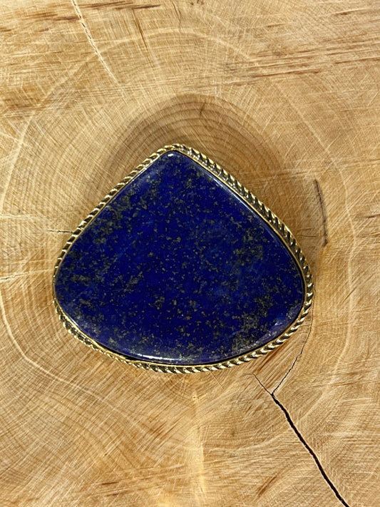 Lapis Lazuli sertie doré n°D1 (3cm x 3,9cm) - Solyluna Macramé