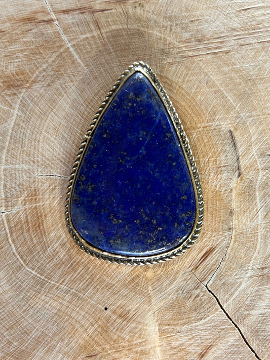 Lapis Lazuli sertie doré n°D1 (4,2cm x 3cm) - Solyluna Macramé