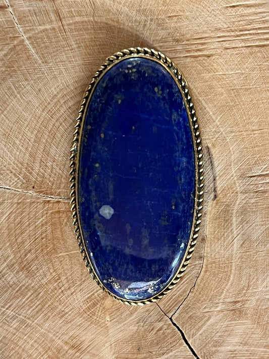 Lapis Lazuli sertie doré n°D1 (4,4cm x 2,2cm) - Solyluna Macramé