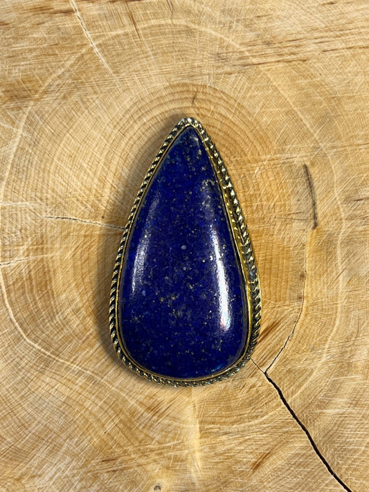 Lapis Lazuli sertie doré n°D2 (4,1cm x 2,4cm) - Solyluna Macramé