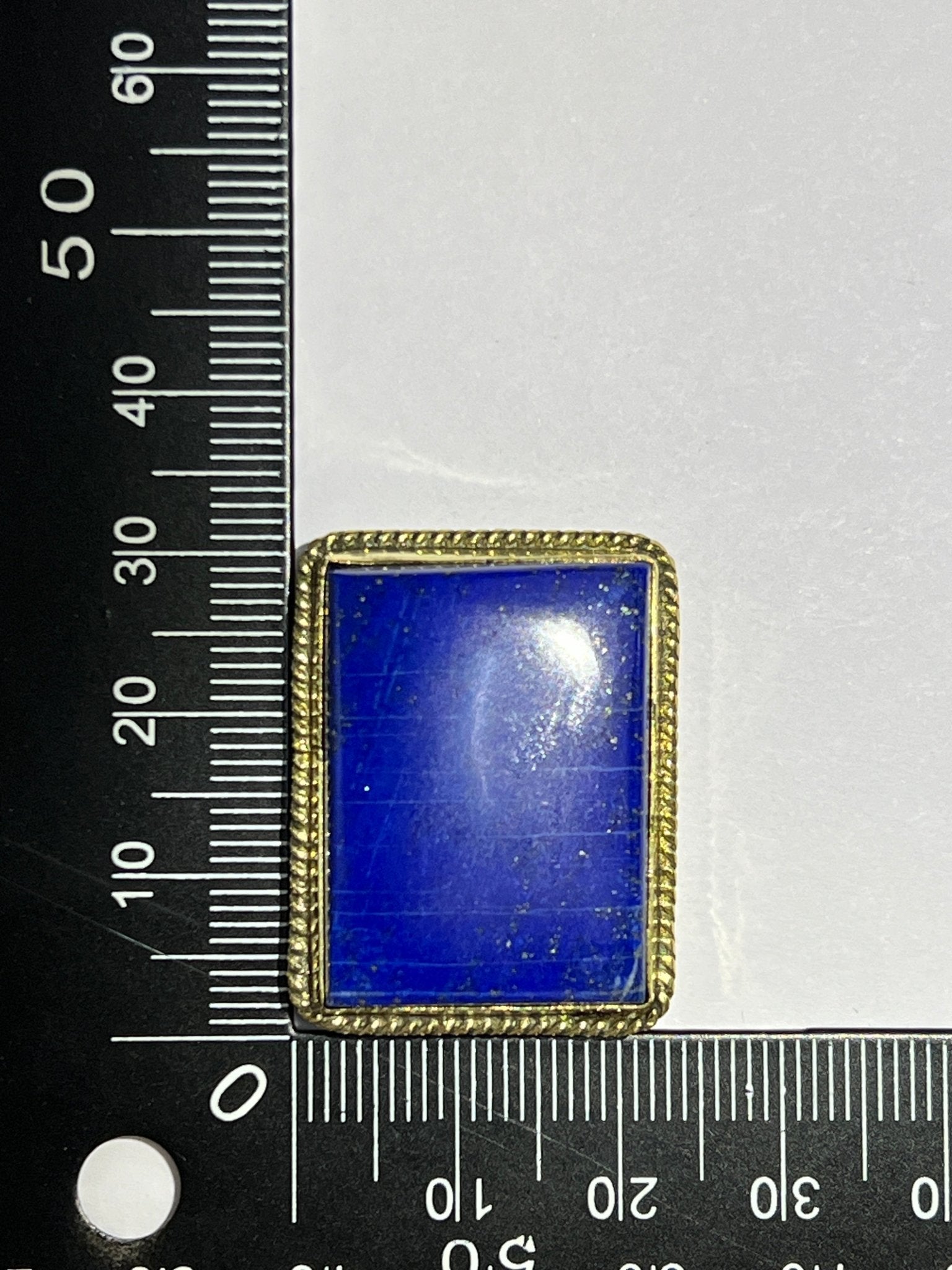 Lapis Lazuli sertie doré n°D3 (3,1cm x 2,4cm) - Solyluna Macramé